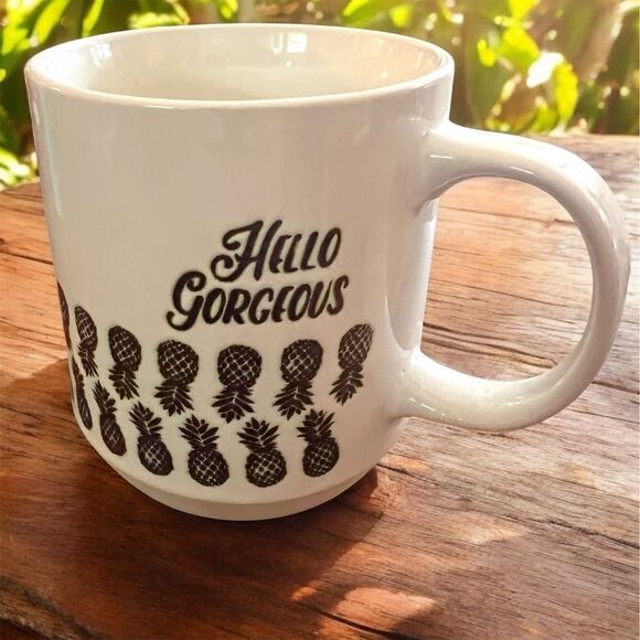 Opalhouse Upside Down Pineapple Swingers Coffee Mug Hello Gorgeous Stoneware Cup - Picture 1 of 7